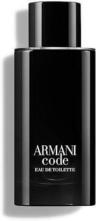 Black Armani Code Eau de Toilette bottle on a white background