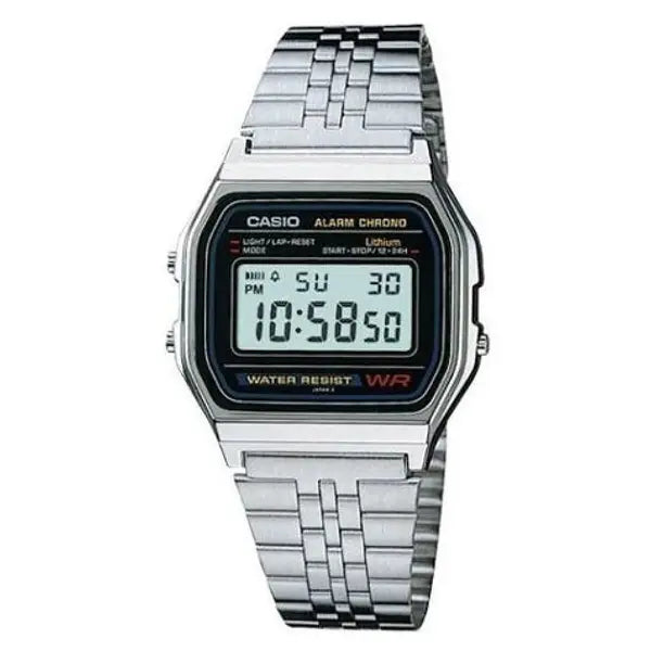 Casio digital watch with metal strap on a white background now available in Rwanda kigaliprestigevault.com