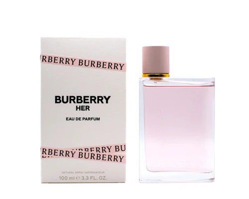 Burberry Her Eau de Parfum bottle and packaging on a white background