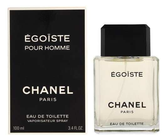 Chanel Egoiste perfume bottle and packaging on a white background