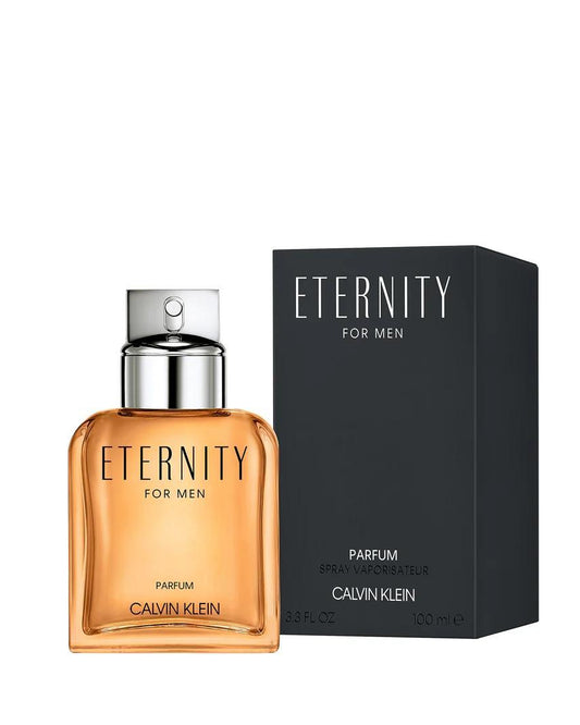 Calvin Klein Eternity for Men perfume bottle and packaging on a white background