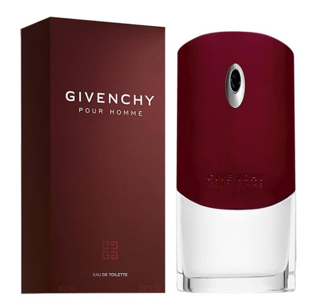 Givenchy Pour Homme perfume bottle and packaging on a white background