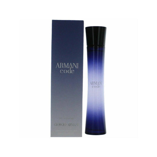 Armani Code perfume bottle and packaging on a white background