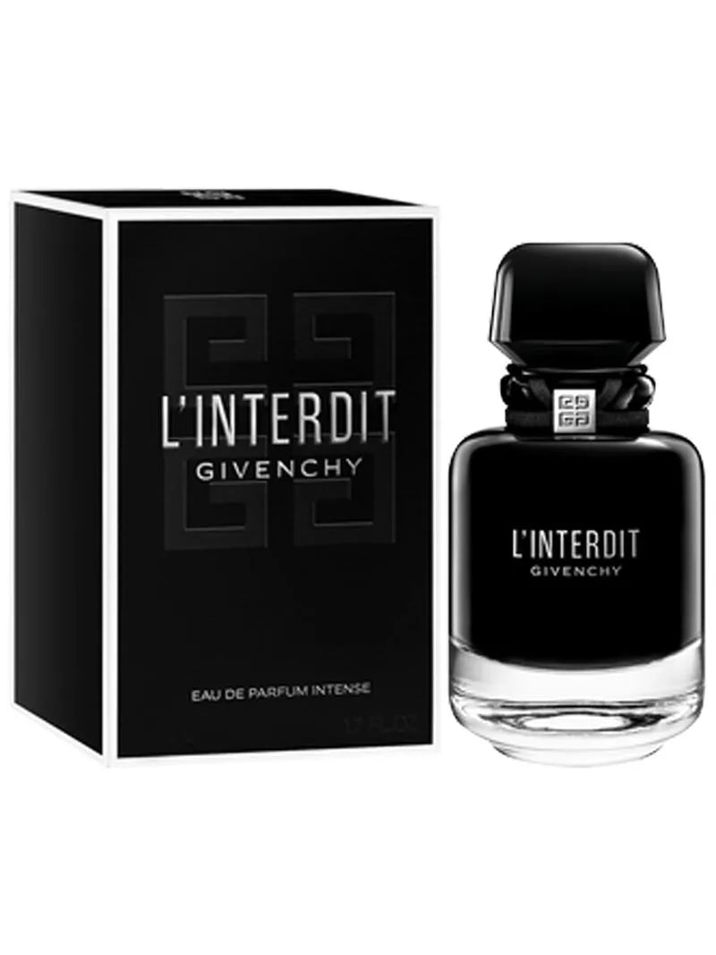 Givenchy L'Interdit perfume bottle and packaging on a white background