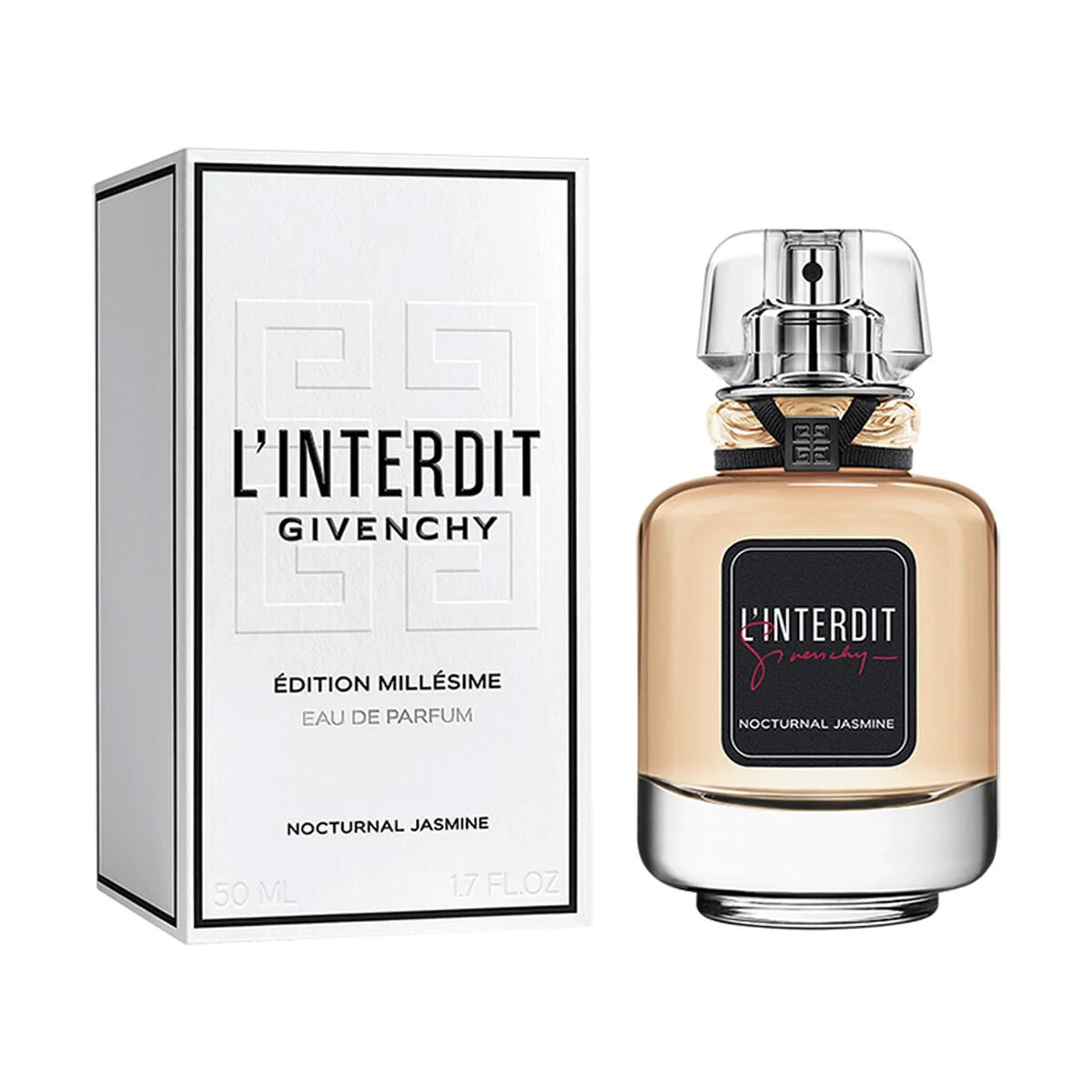 Givenchy L'Interdit perfume bottle and packaging on a white background